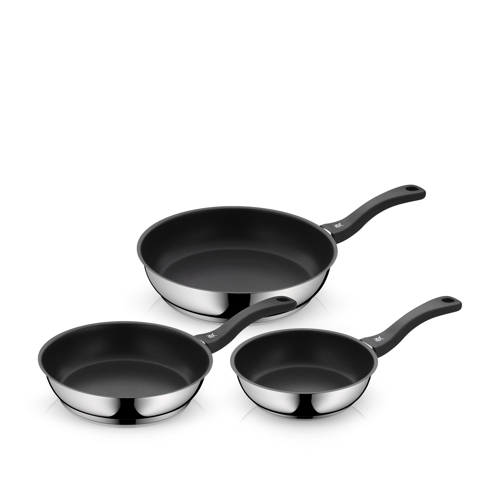 Stekepanne sett 3-delt rustfritt stål 20 cm non-stick WMF forfra