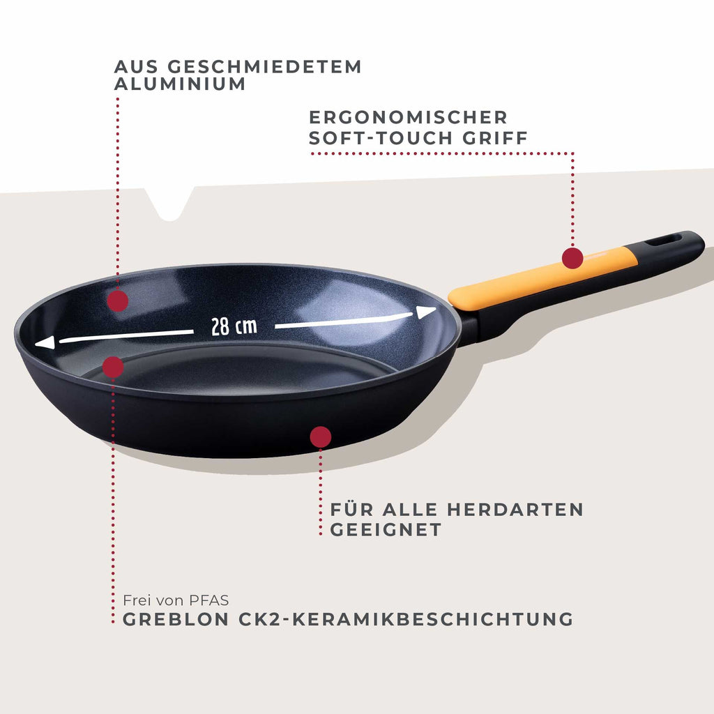 Detalj av silikonhåndtak på Stekepanne Soft Collection keramikk non-stick Ø28 cm