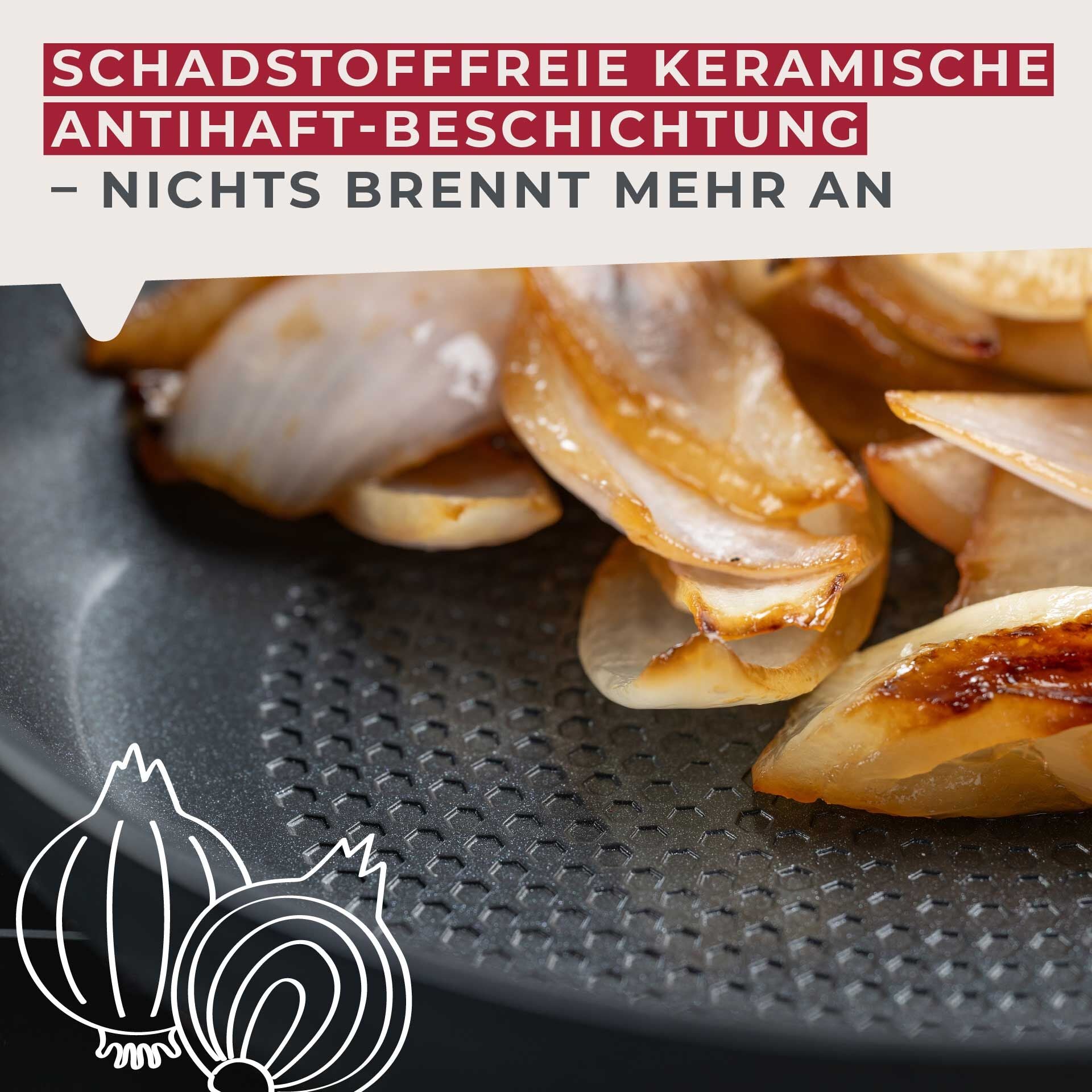 Stekepanne Statement keramikk non-stick Ø20 cm aluminium montert på komfyr