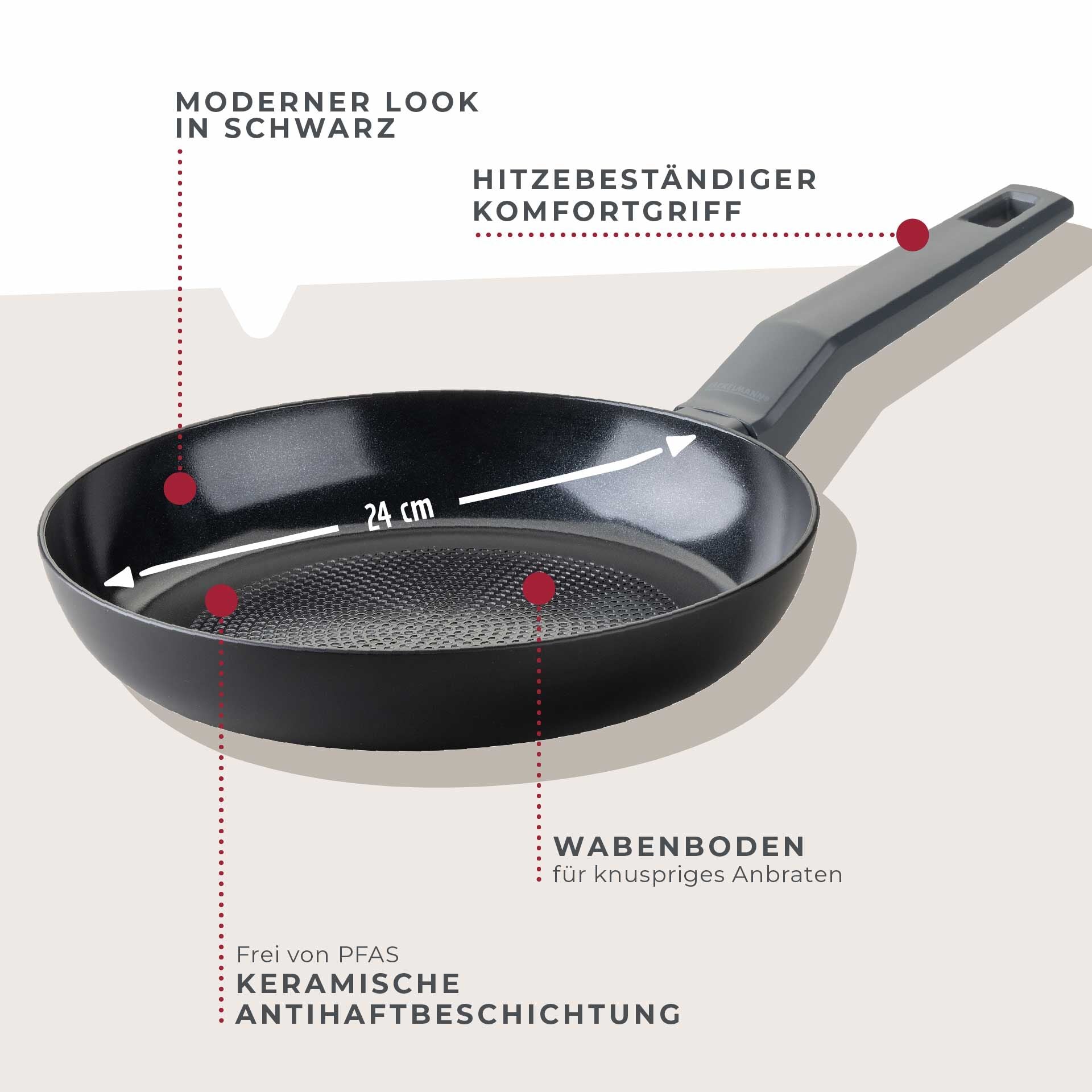Stekepanne Statement keramikk non-stick Ø24 cm aluminium detalj av belegg