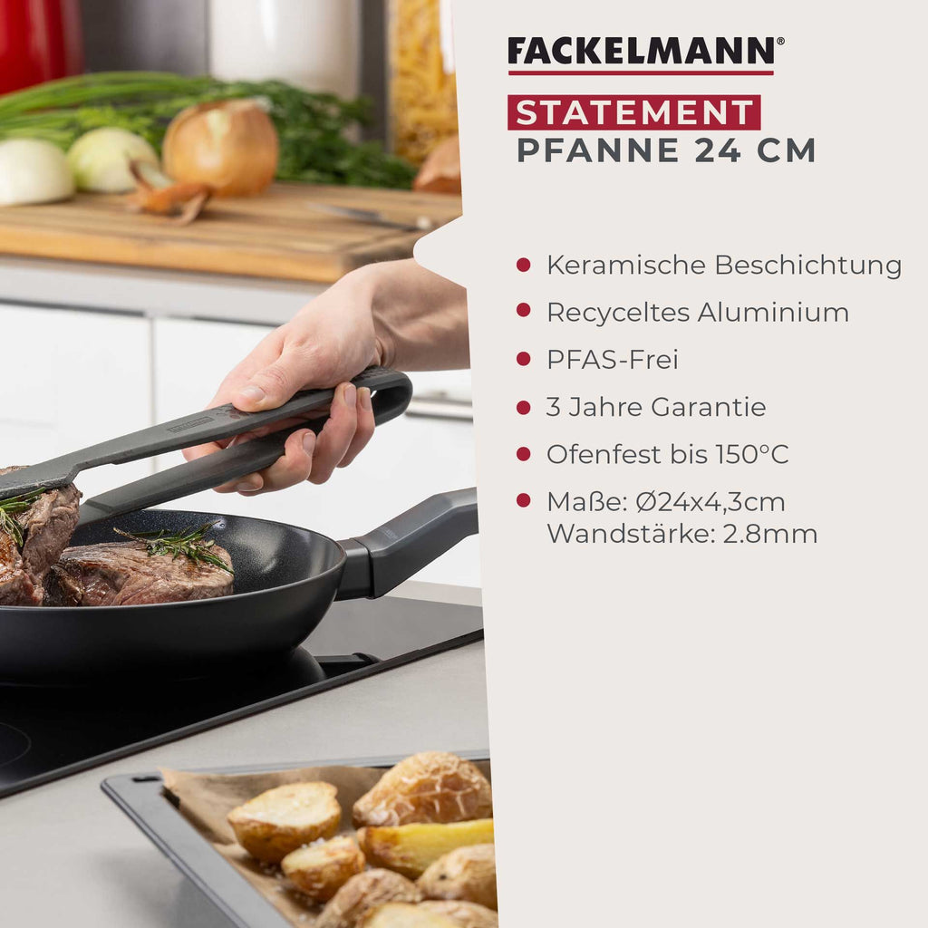 Stekepanne Statement keramikk non-stick Ø24 cm aluminium montert på komfyr
