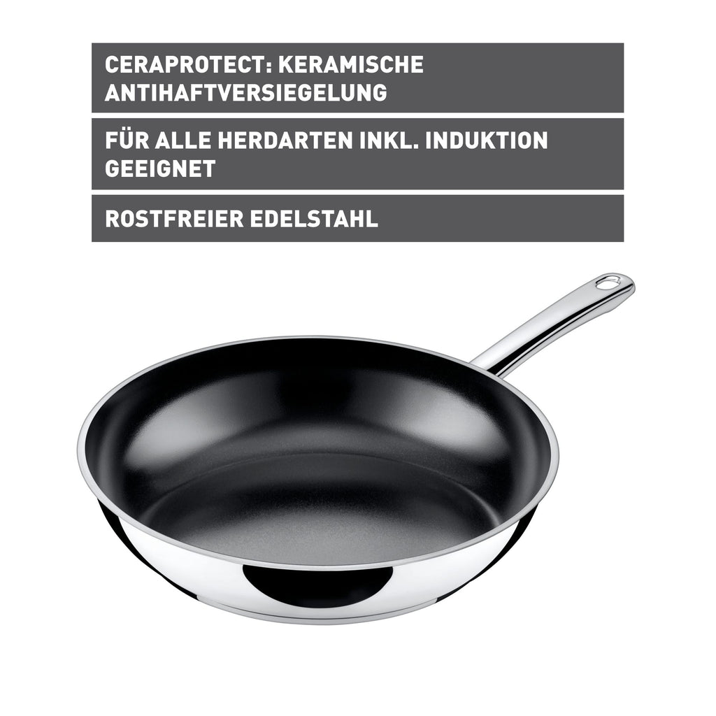 Stekepanne Talis 20 cm rustfritt stål keramisk non-stick montert på komfyr