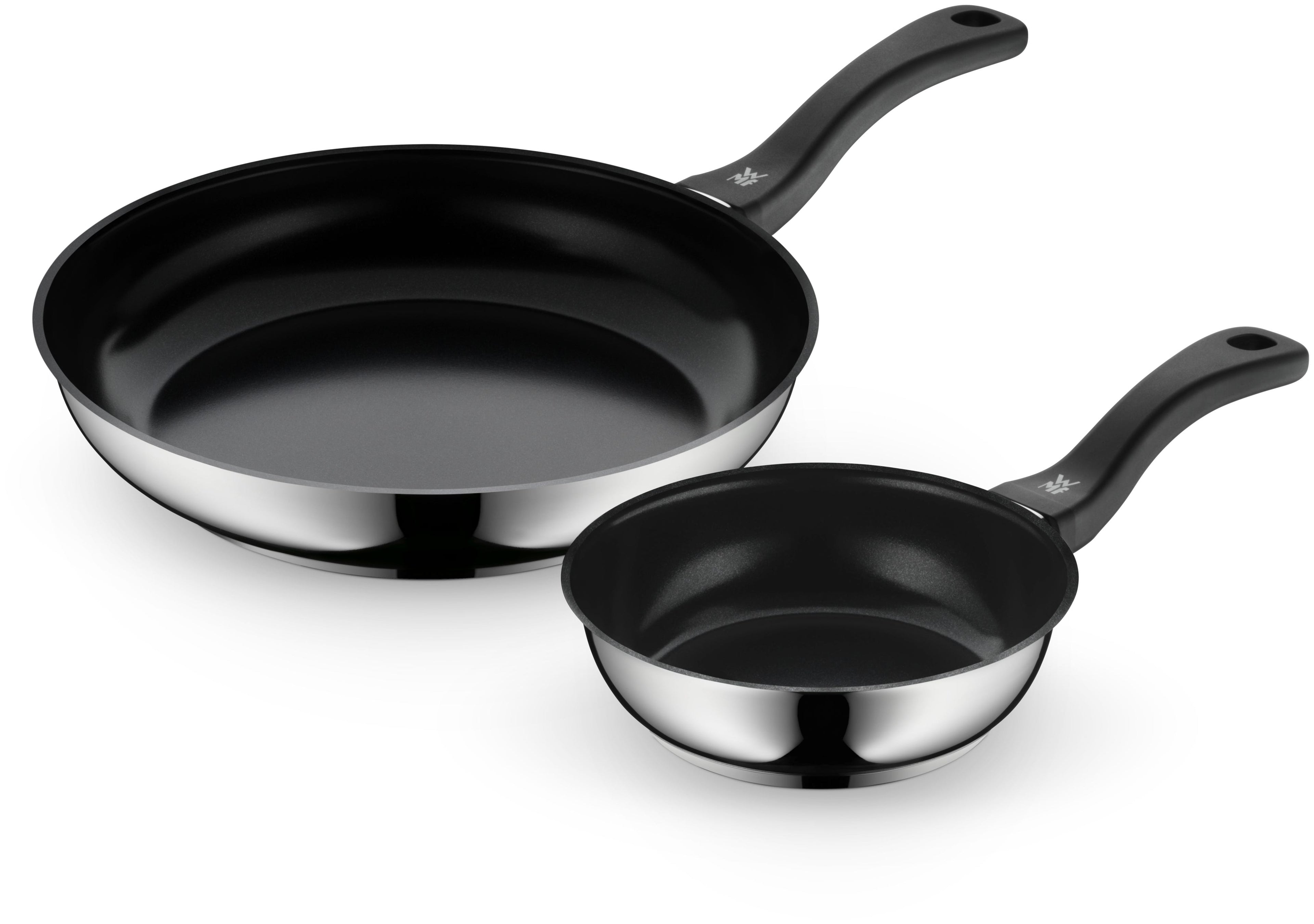 Stekepannesett 2-delt non-stick 18 cm + 28 cm rustfritt stål - WMF sett med begge panner