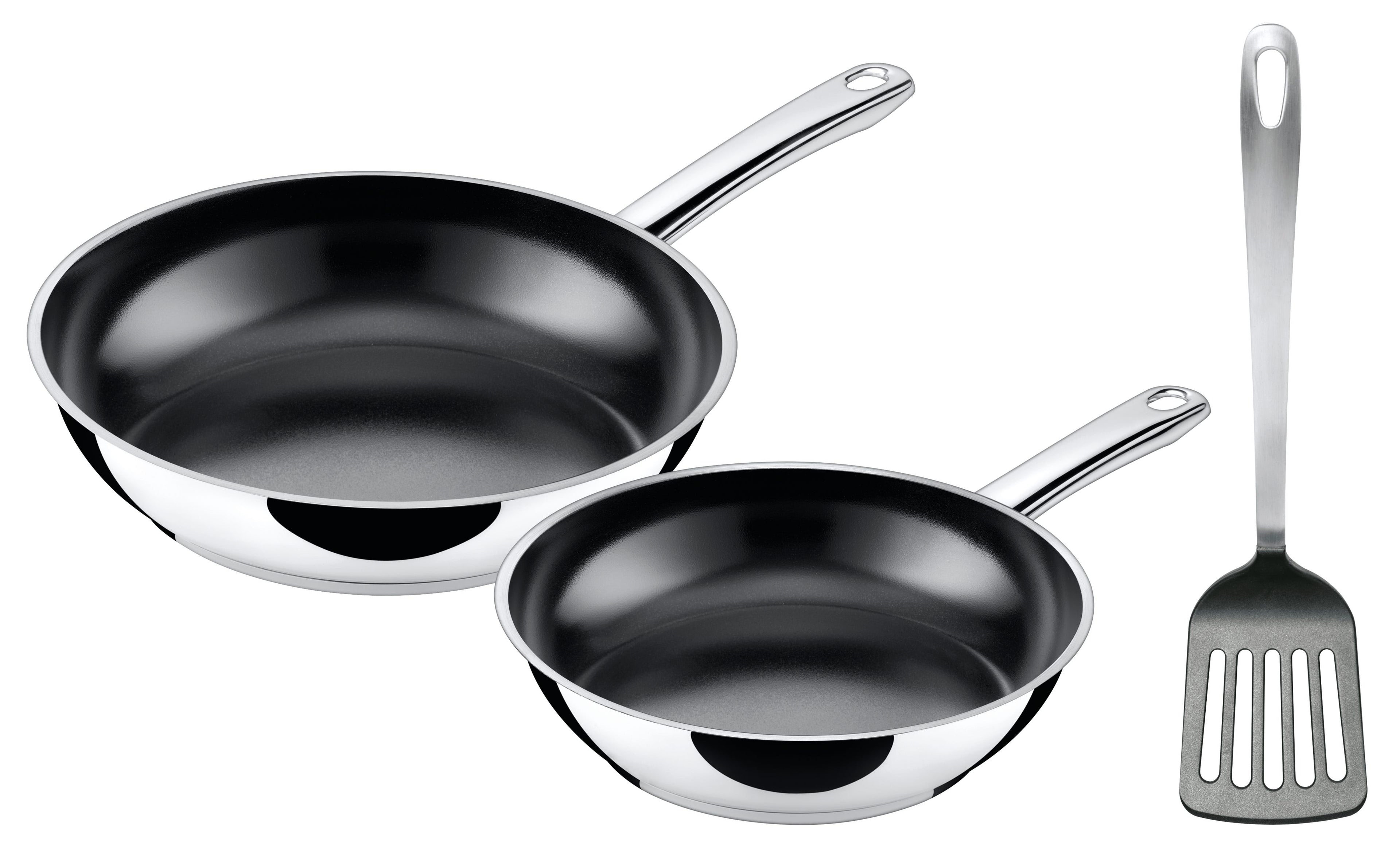 Stekepannesett 3-delt med stekespade 20 og 24 cm non-stick Silit forfra