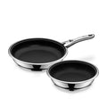 Stekepannesett 3-delt non-stick avtakbart håndtak rustfritt stål forfra