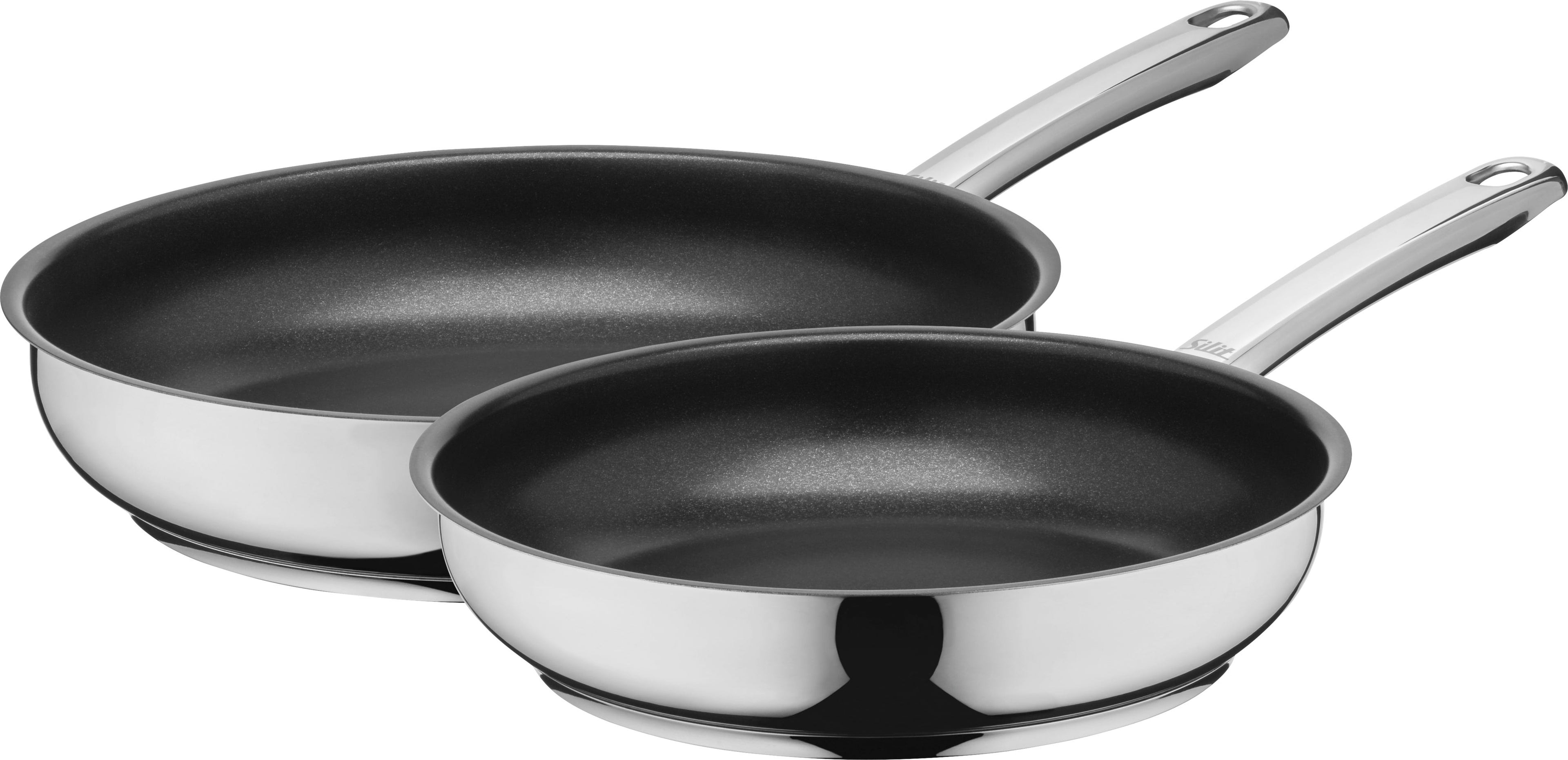 Stekepannesett Calabria 24 og 28 cm rustfritt stål non-stick forfra