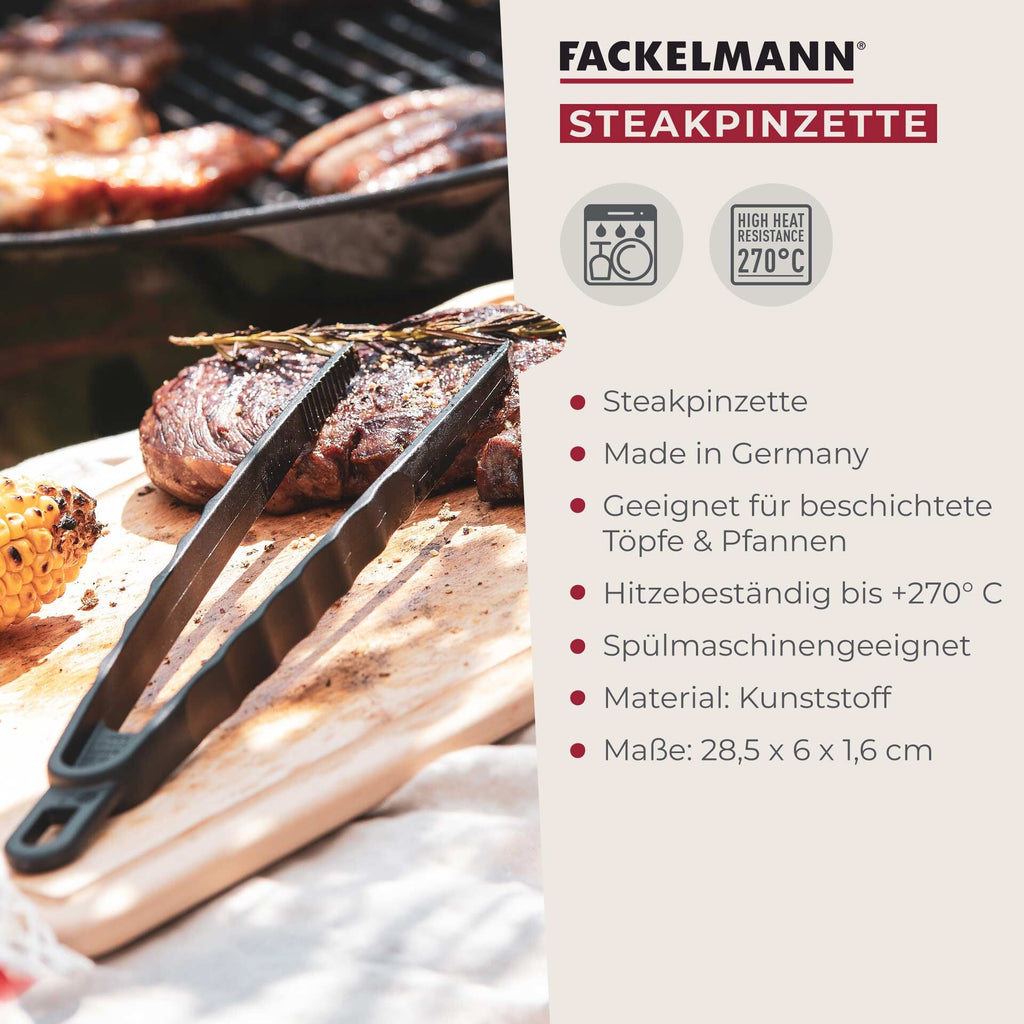 Stekepinsett 29 cm svart varmebestandig montert