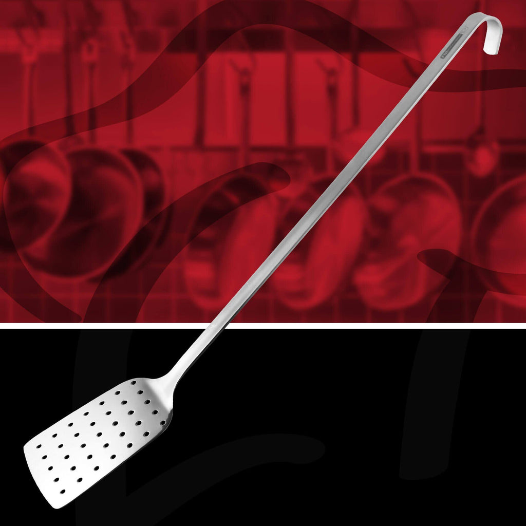 Stekespade 51 cm rustfritt stål med hull - FMprofessional håndtak detalj