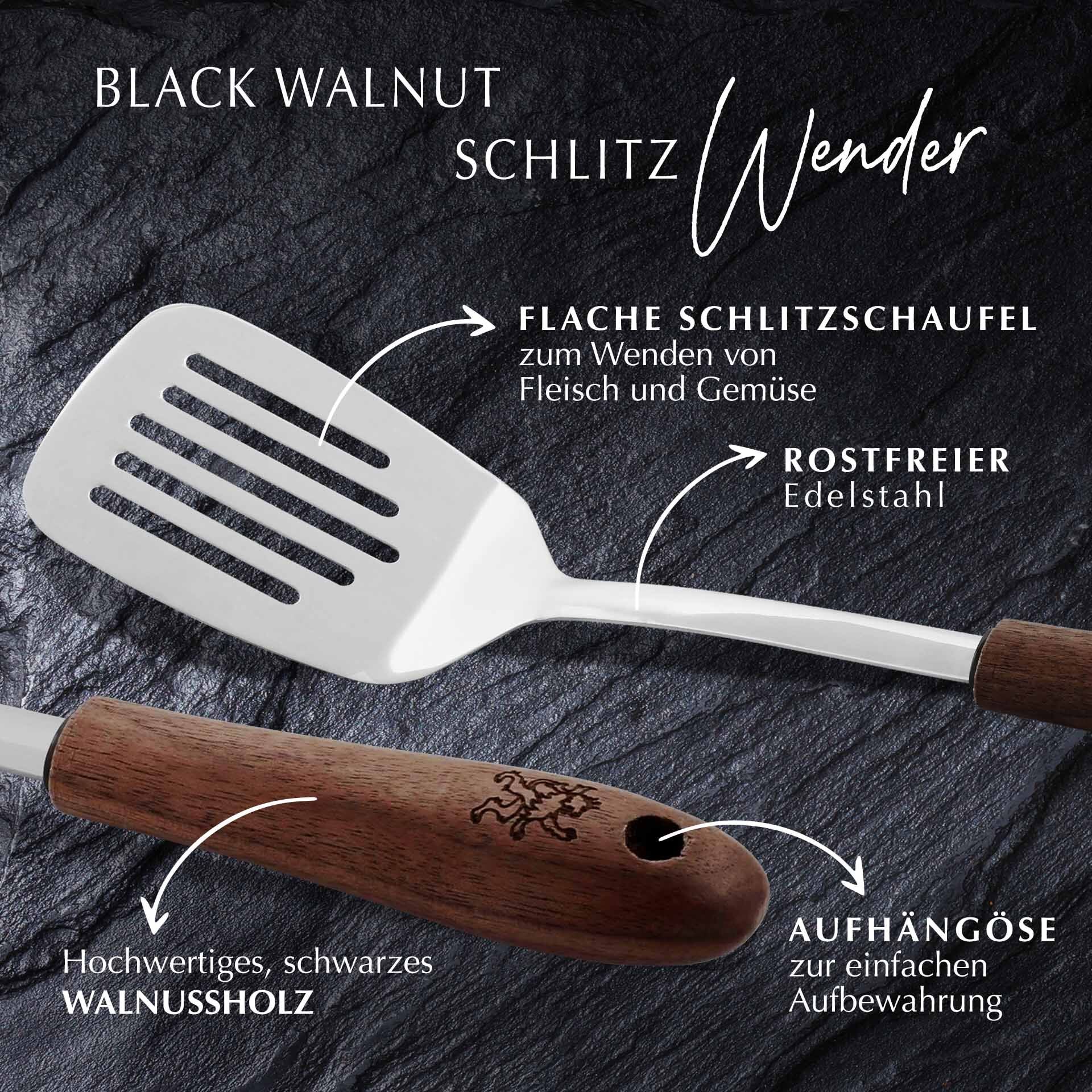 Stekespade med slisser 32 cm valnøttre og rustfritt stål - Stanley Rogers med opphengsøs