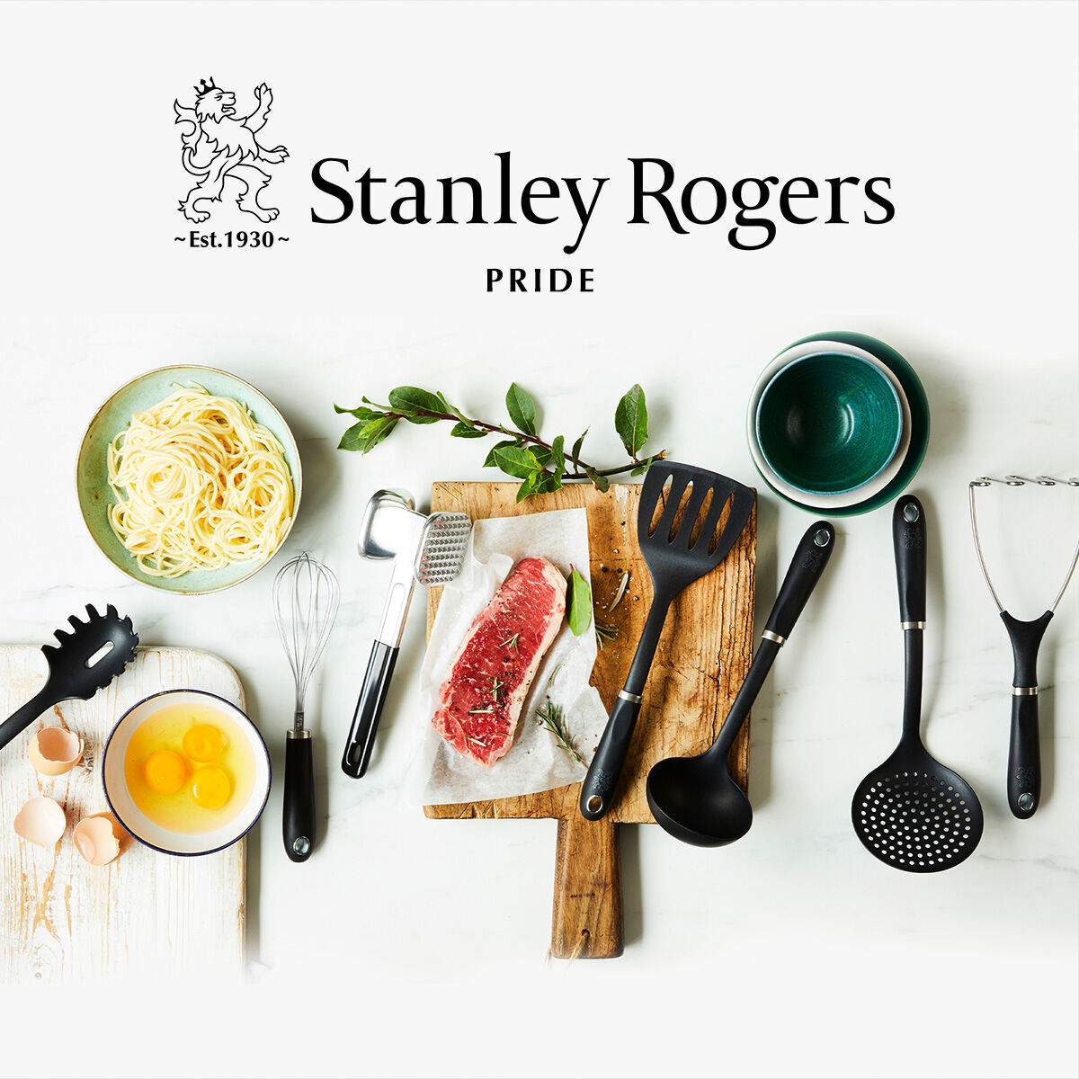Stekespade med spalter 32 cm rustfritt stål - Stanley Rogers pakket for salg