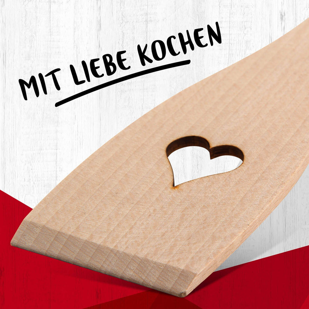 Stekespade tre med hjerteform 30 cm bøk FSC bakside