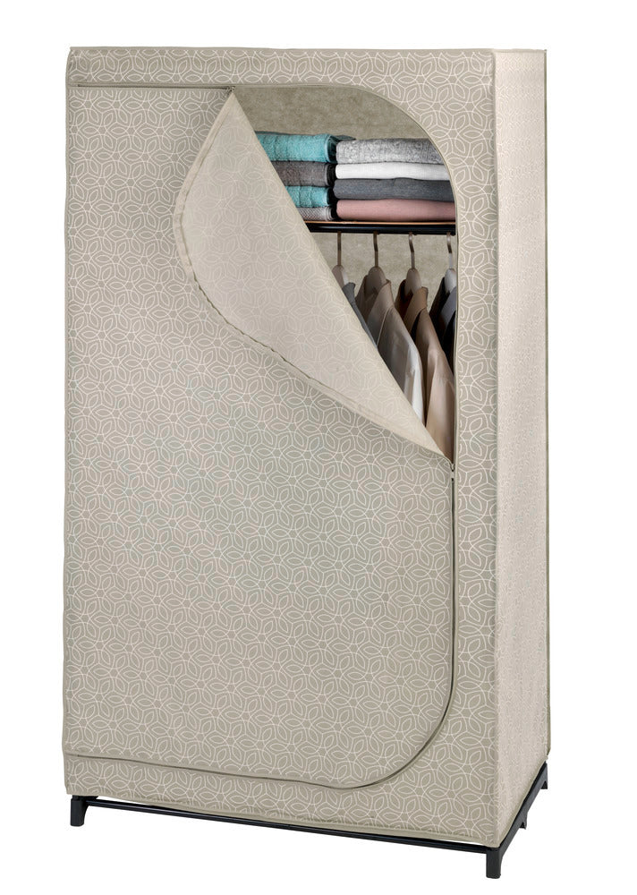 Stoffgarderobe Balance med hylle sammenleggbar taupe forfra