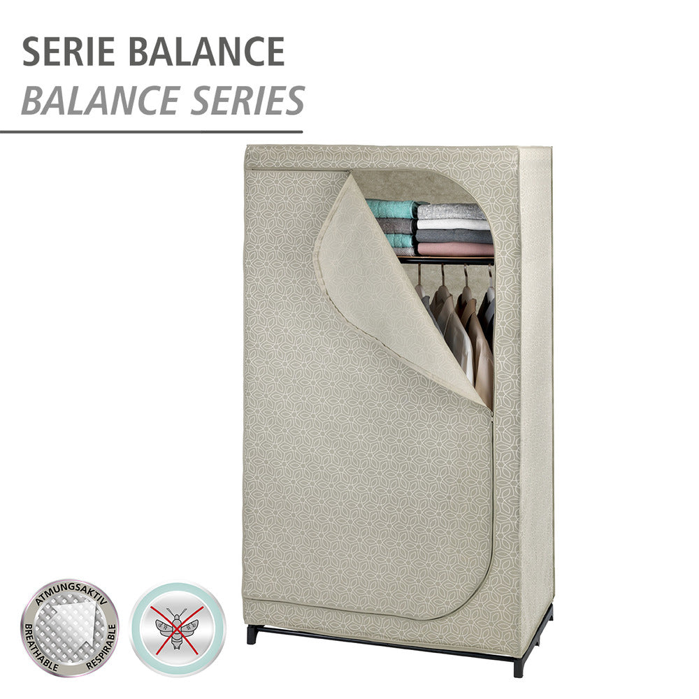 Stoffgarderobe Balance med hylle sammenleggbar taupe bakside