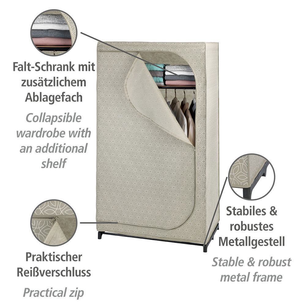 Detalj av Stoffgarderobe Balance med hylle sammenleggbar taupe