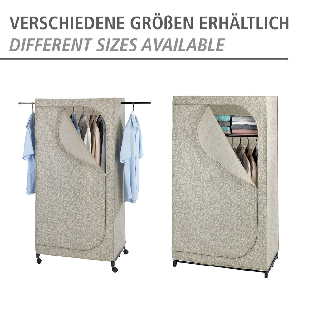 Stoffgarderobe Balance med hylle sammenleggbar taupe sett fra siden