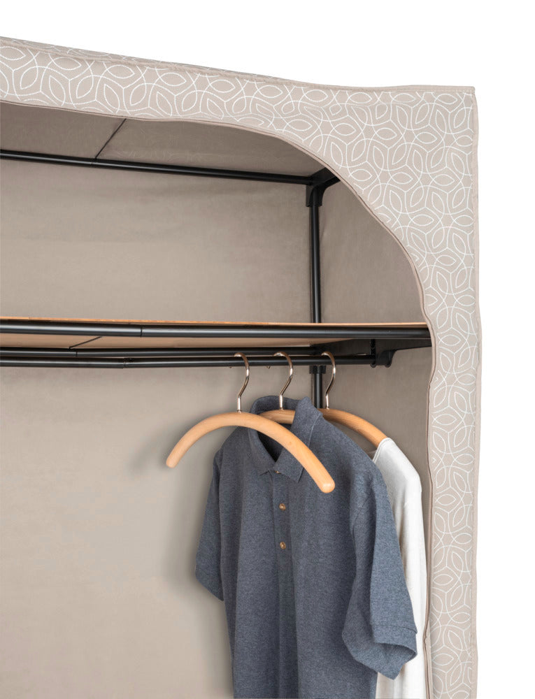 Åpen Stoffgarderobe Balance med hylle sammenleggbar taupe med klær