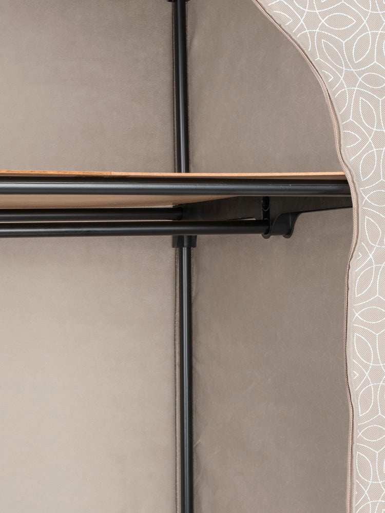 Stoffgarderobe Balance med hylle sammenleggbar taupe sammenlagt