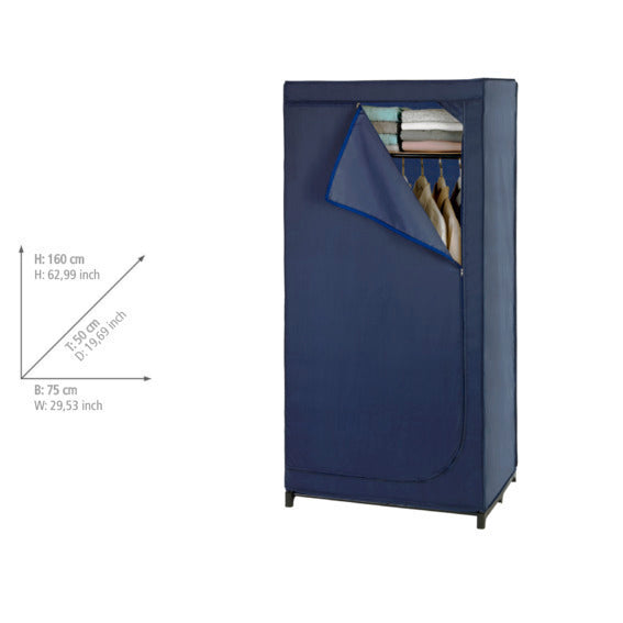 Stoffgarderobe Business med hylle og glidelås blå polyester bakside