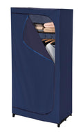 Stoffgarderobe Business med hylle og glidelås blå polyester front