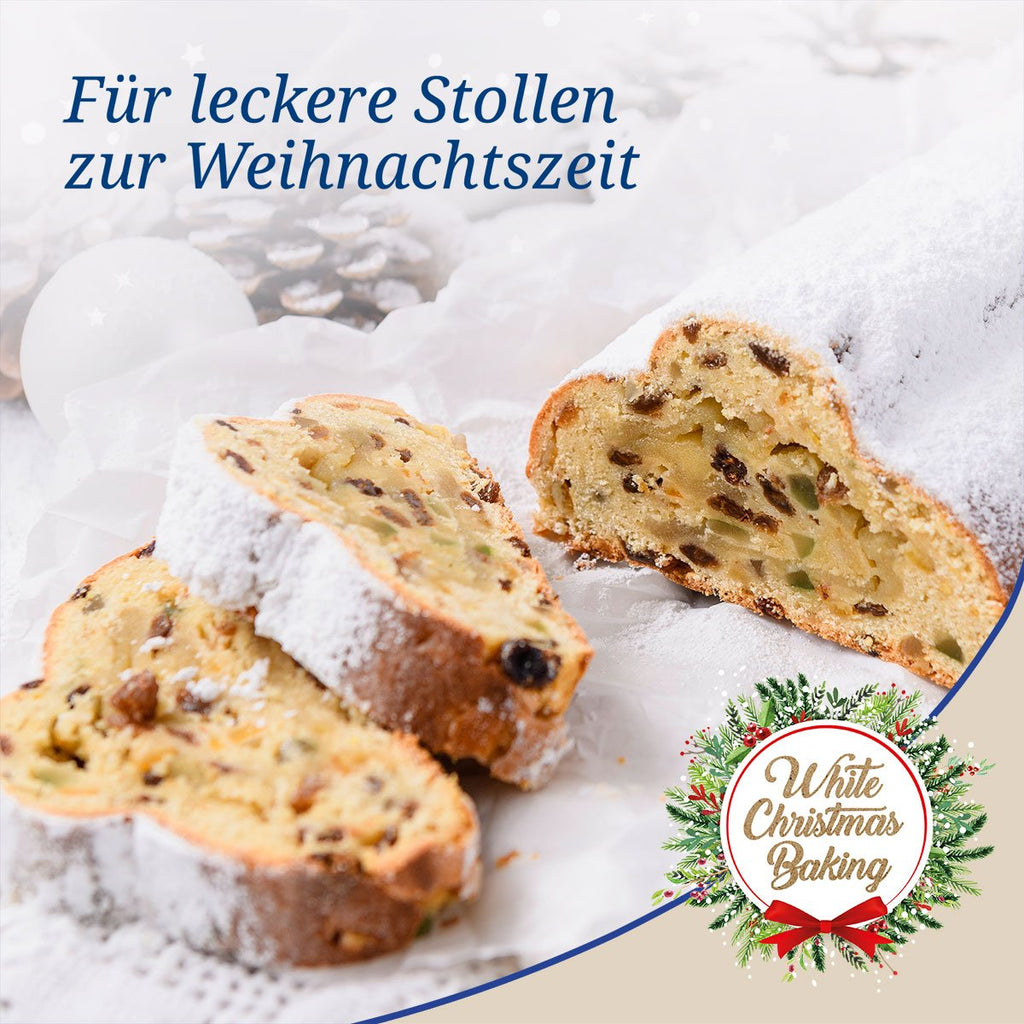 Stollenform hvit til julestollen og julebakst - Dr. Oetker i bruk på kjøkkenbenken