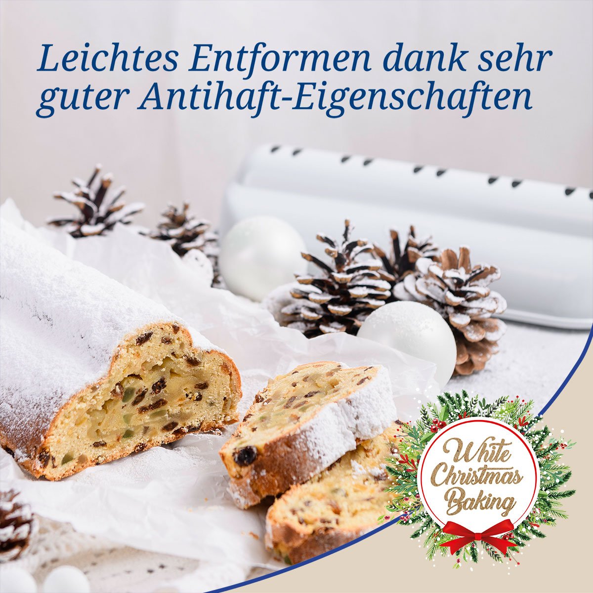 Stollenform hvit til julestollen og julebakst - Dr. Oetker med ferdigbakt julestollen