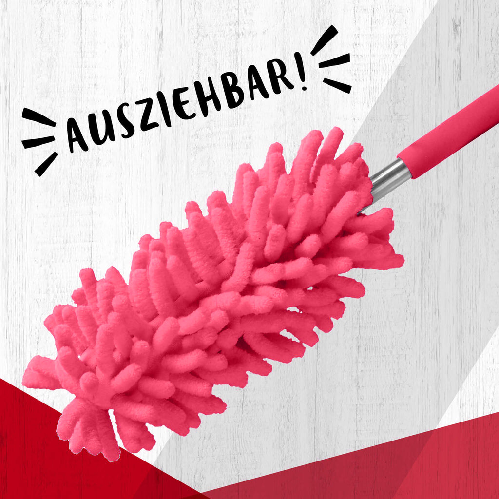 Støvkost mikrofiber uttrekkbar 27-76 cm rosa - Fackelmann nærbilde av mikrofibermoppen