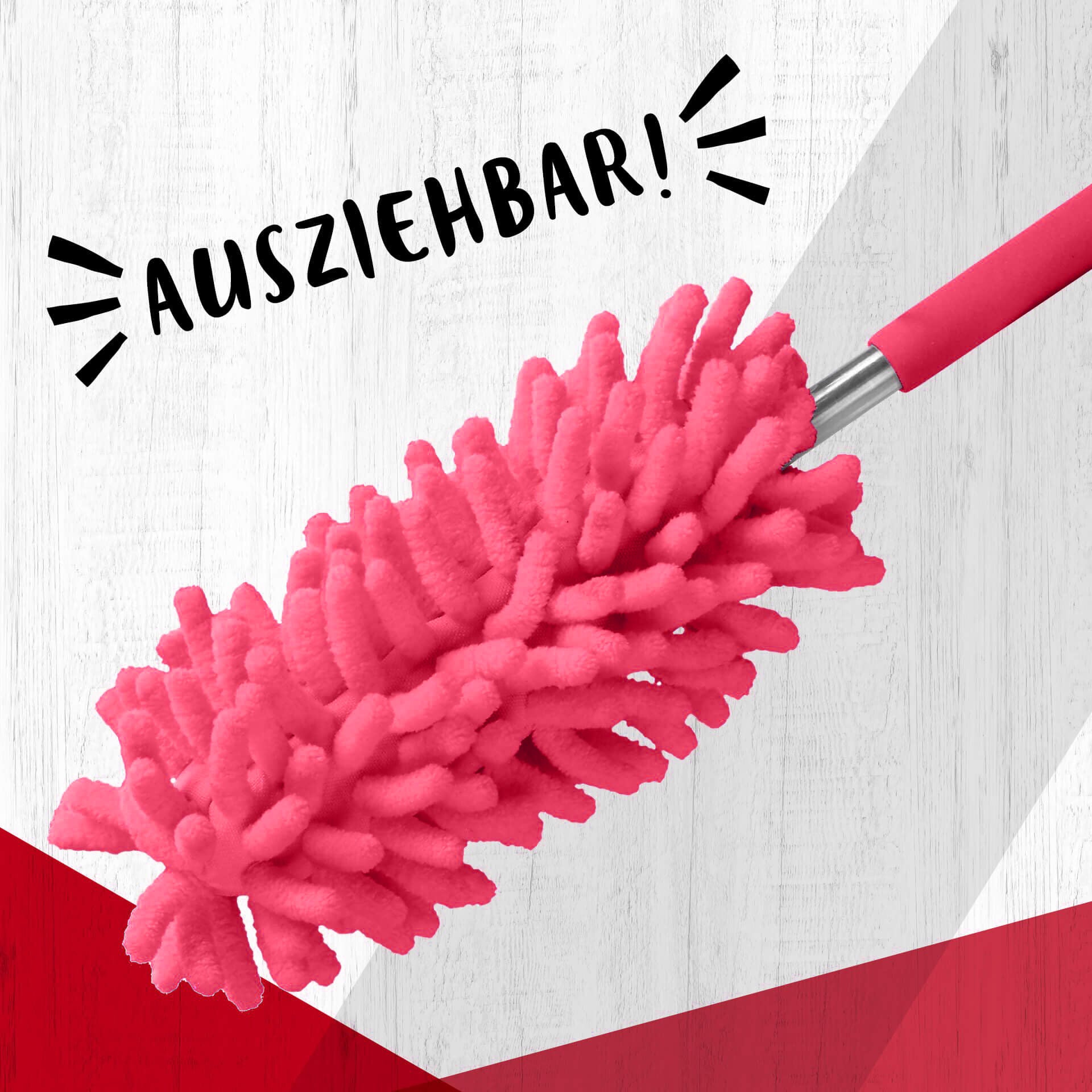 Støvkost mikrofiber uttrekkbar 27-76 cm rosa - Fackelmann nærbilde av mikrofibermoppen