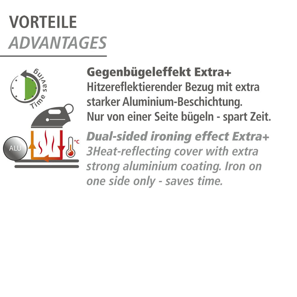 Nærbilde av aluminiumsbelegg på Strykebretttrekk aluminium M/L bomull 128×44 cm - WENKO