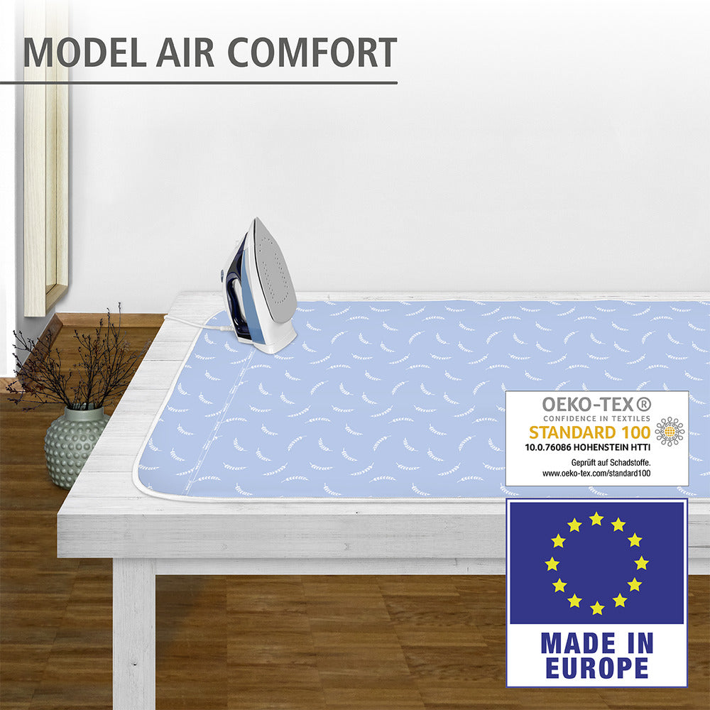 Bakside av Strykeunderlag Air Comfort bomull blå 130 x 65 cm