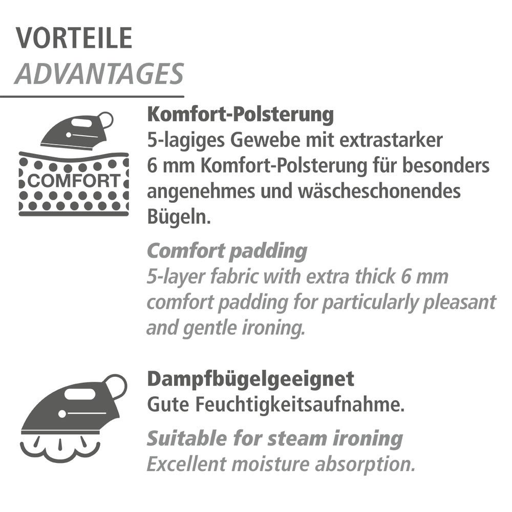 Montert Strykeunderlag Air Comfort bomull blå 130 x 65 cm på strykebrett