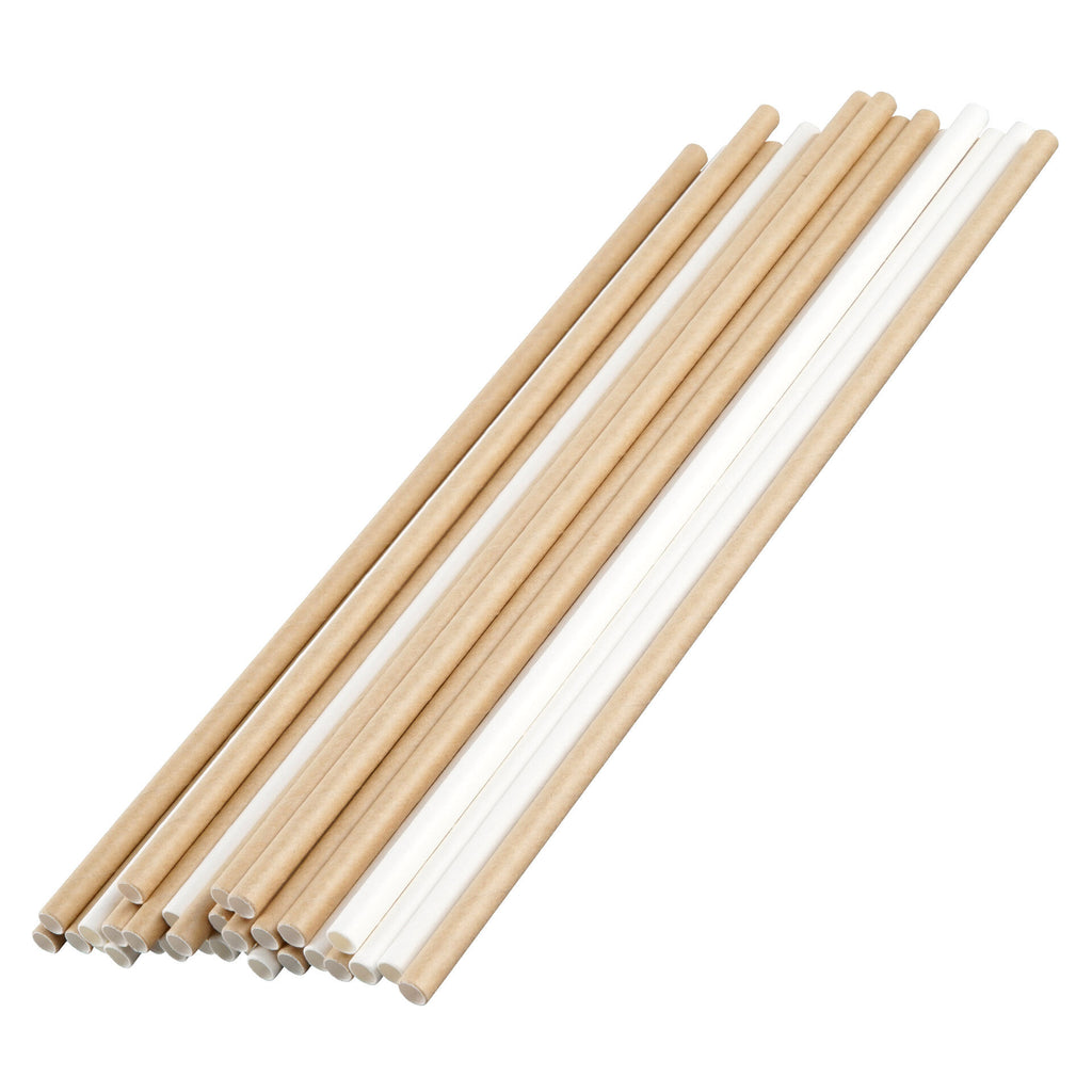 Sugerør papir 24 cm 30 stk naturlig brun - Fackelmann forfra