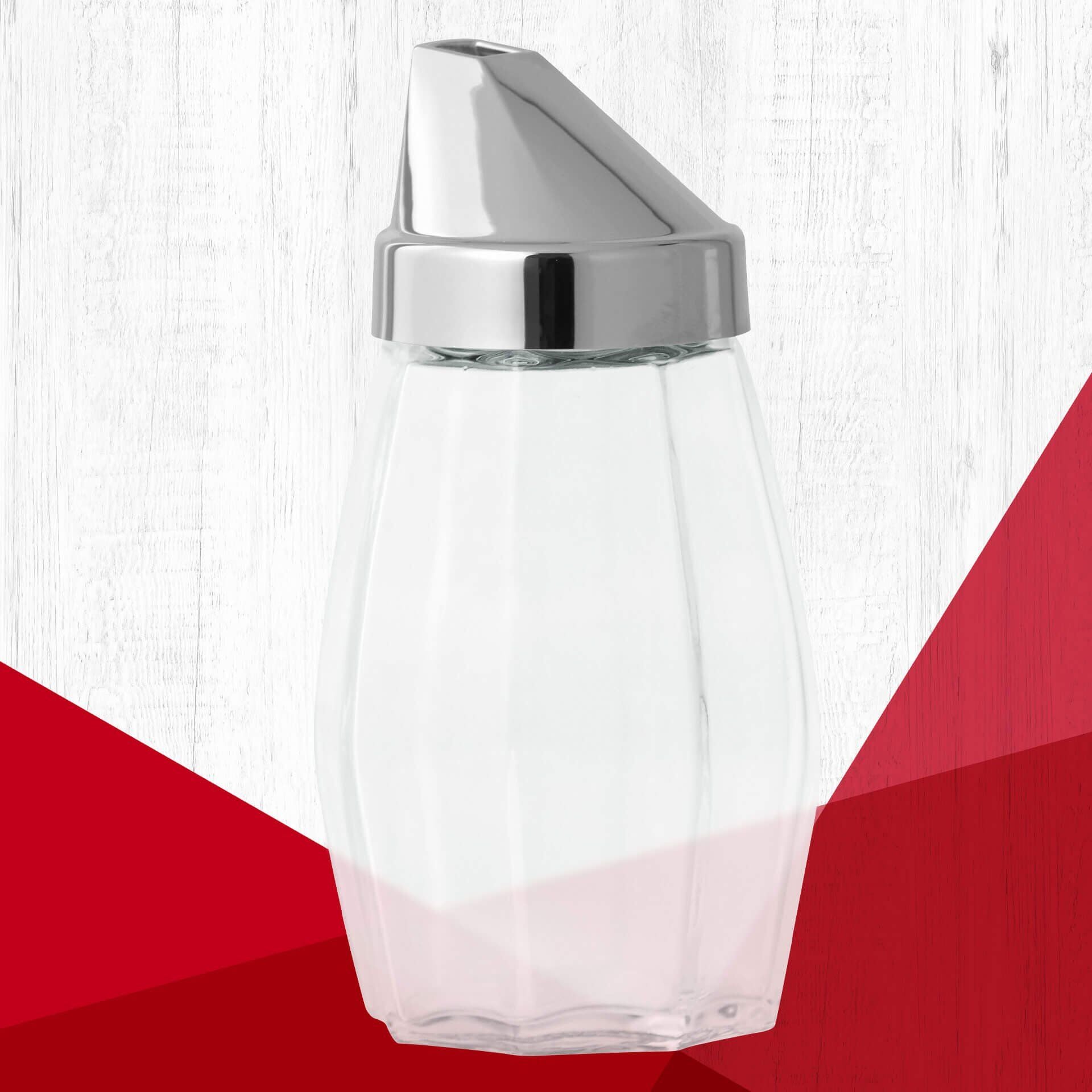 Sukkerbøsse glass 160 ml med kromlokk - Fackelmann detalj av lokk