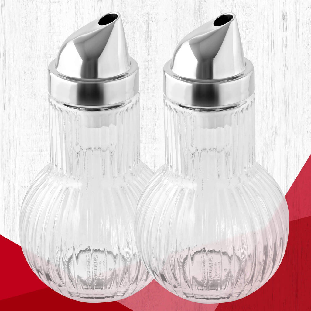 Sukkerstrøer glass 2 stk 160 ml med kromlokk bakside