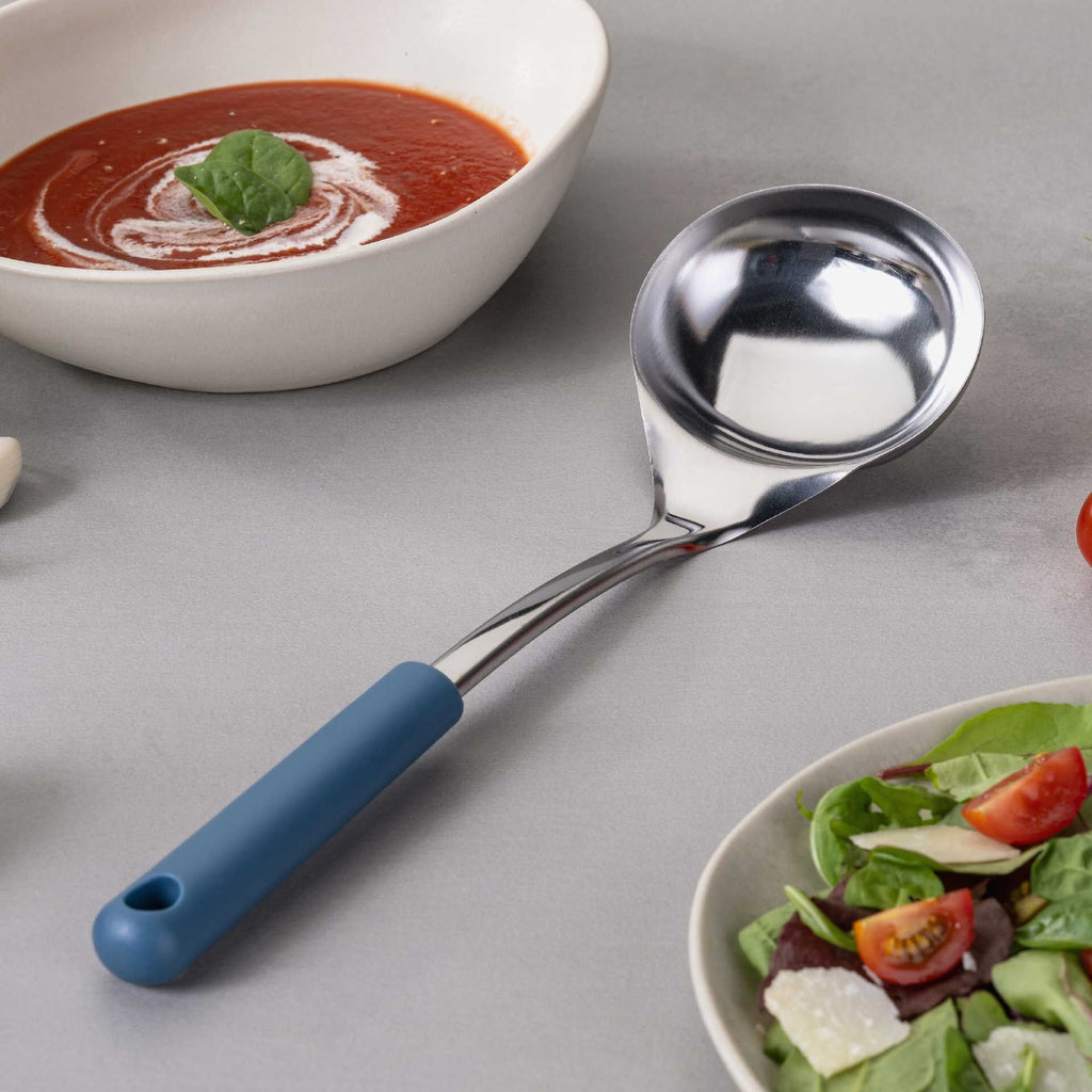Suppøse rustfritt stål 32,5 cm blå bakside
