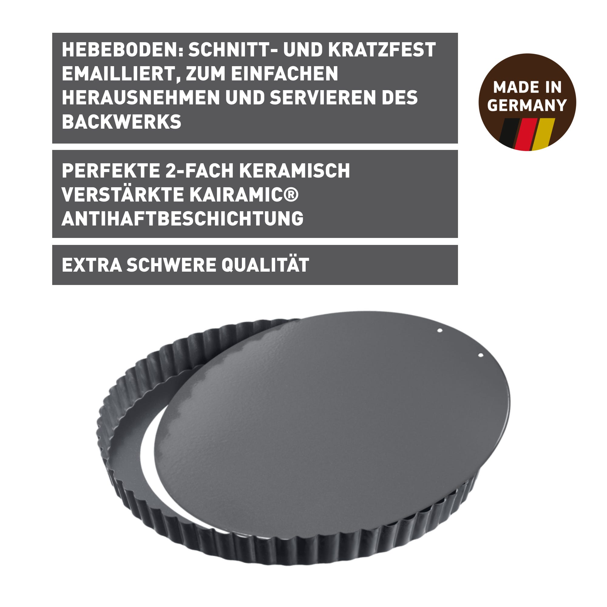 Tærteform med løs bunn 32 cm non-stick - Kaiser baksiden