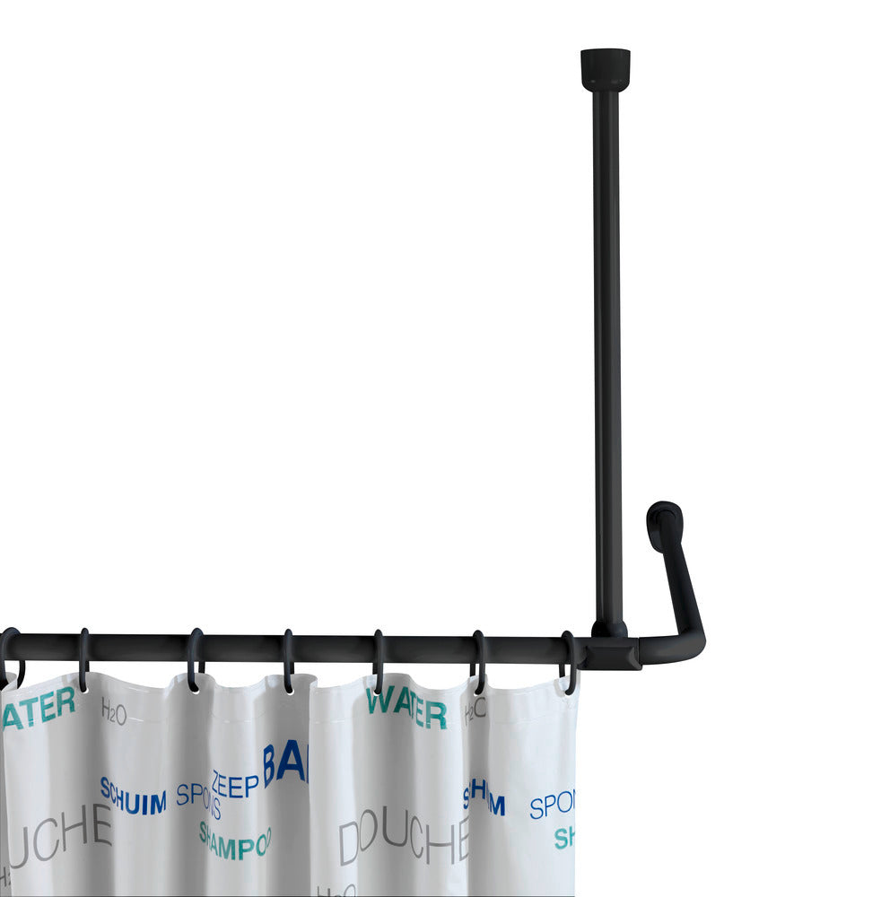 Takstøtte for dusjstang svart aluminium 57 cm forfra