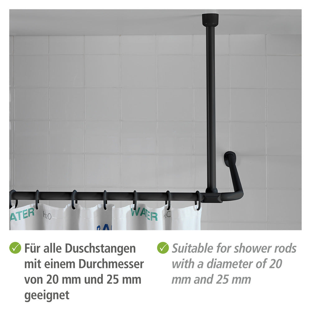 Detalj av takstøtte for dusjstang svart aluminium 57 cm