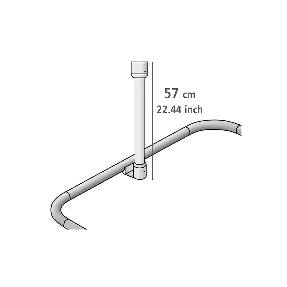 Montert takstøtte for dusjstang svart aluminium 57 cm