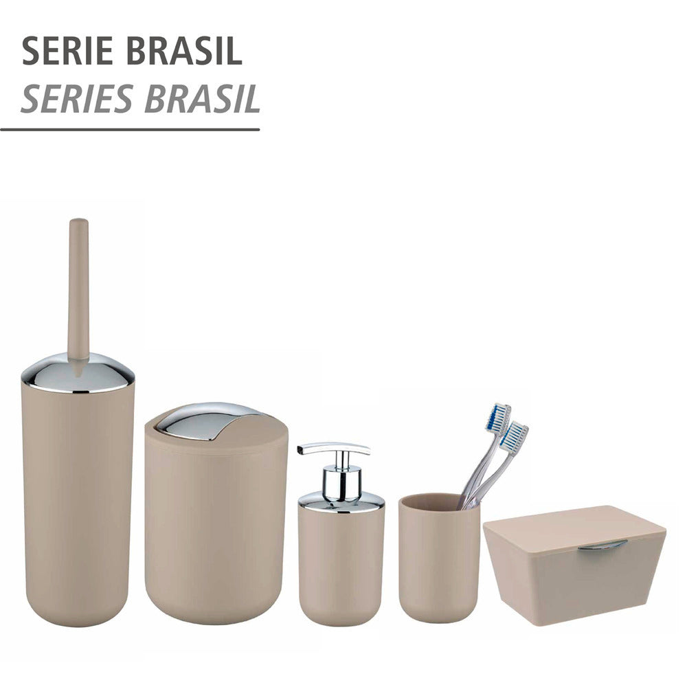 Nærbilde av Tannbørstebeger Brasil taupe bruddsikker plast