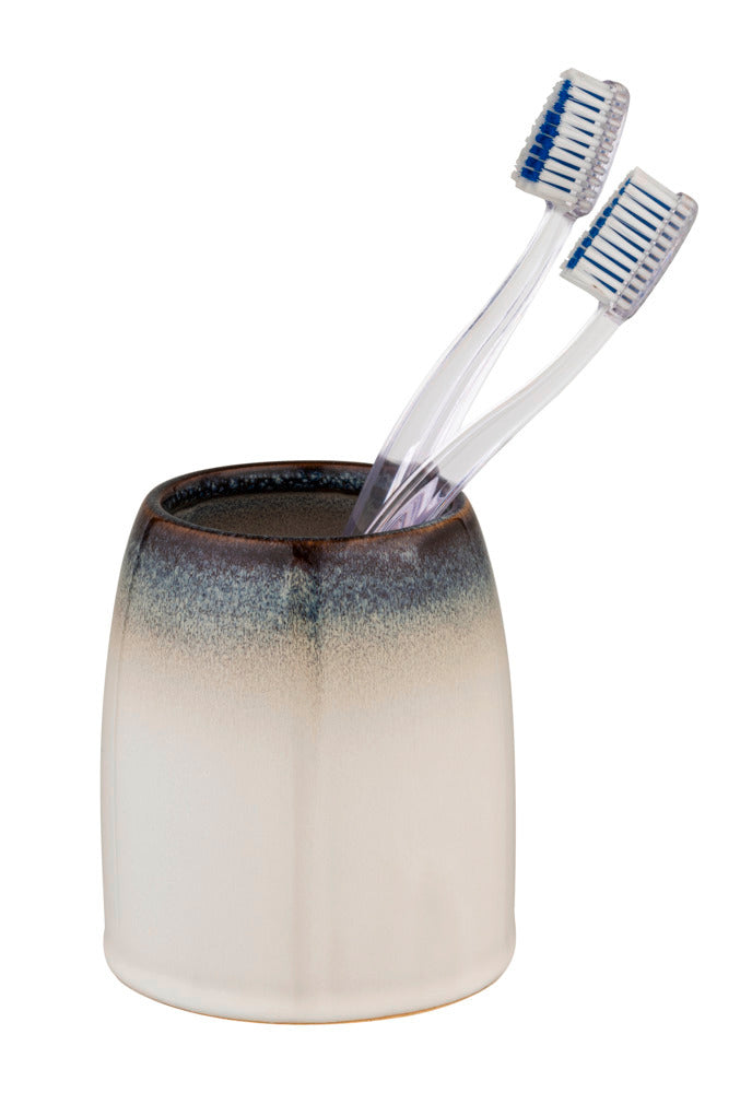 Tannbørstebeger keramikk beige OSTETO forfra