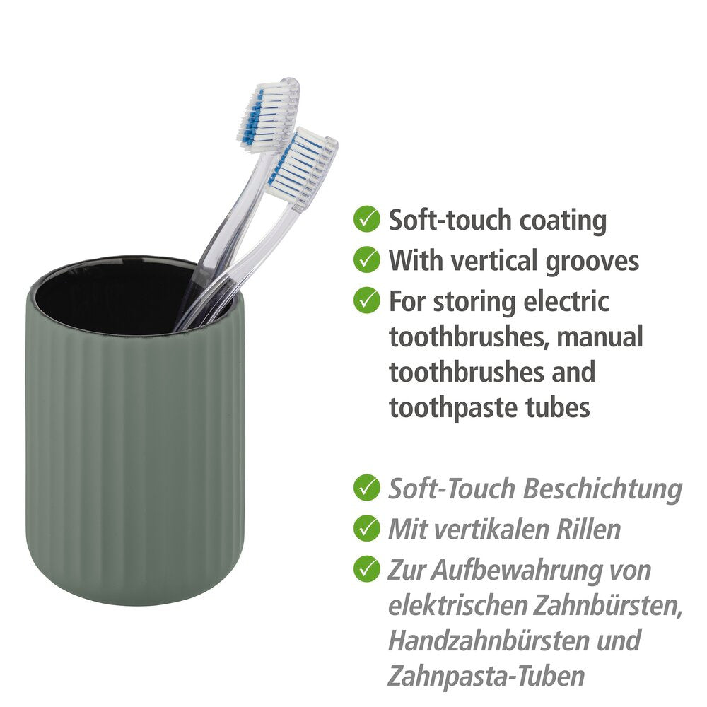 Tannbørsteholder Belluno grønn keramikk soft-touch bakside