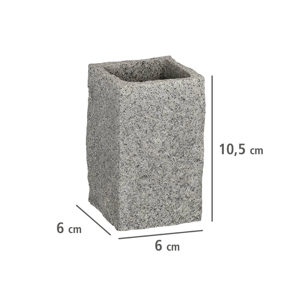 Tannbørsteholder Granit grå polyresin steinlook detalj