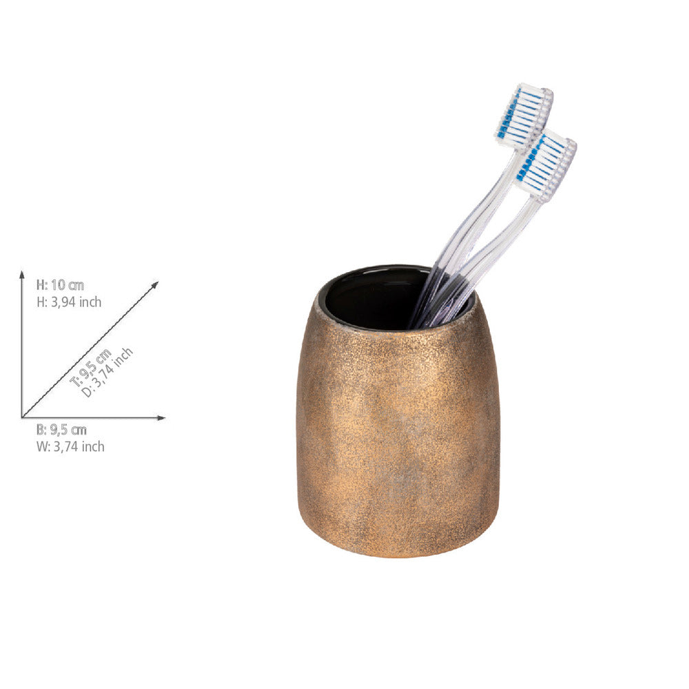 Montert tannbørsteholder keramikk bronse/svart Ø9,5x10 cm Tremea - Wenko