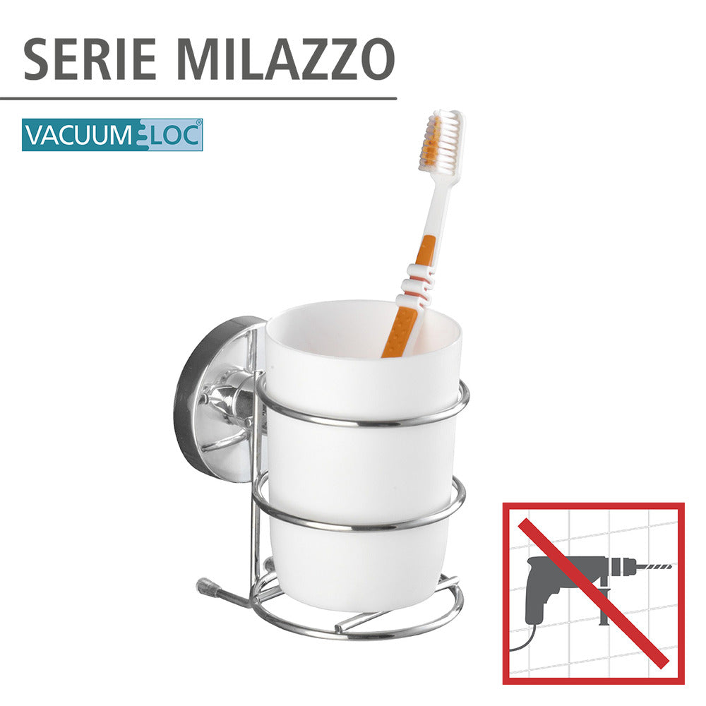 Tannbørsteholder metall Milazzo med Vacuum-Loc® feste bakside