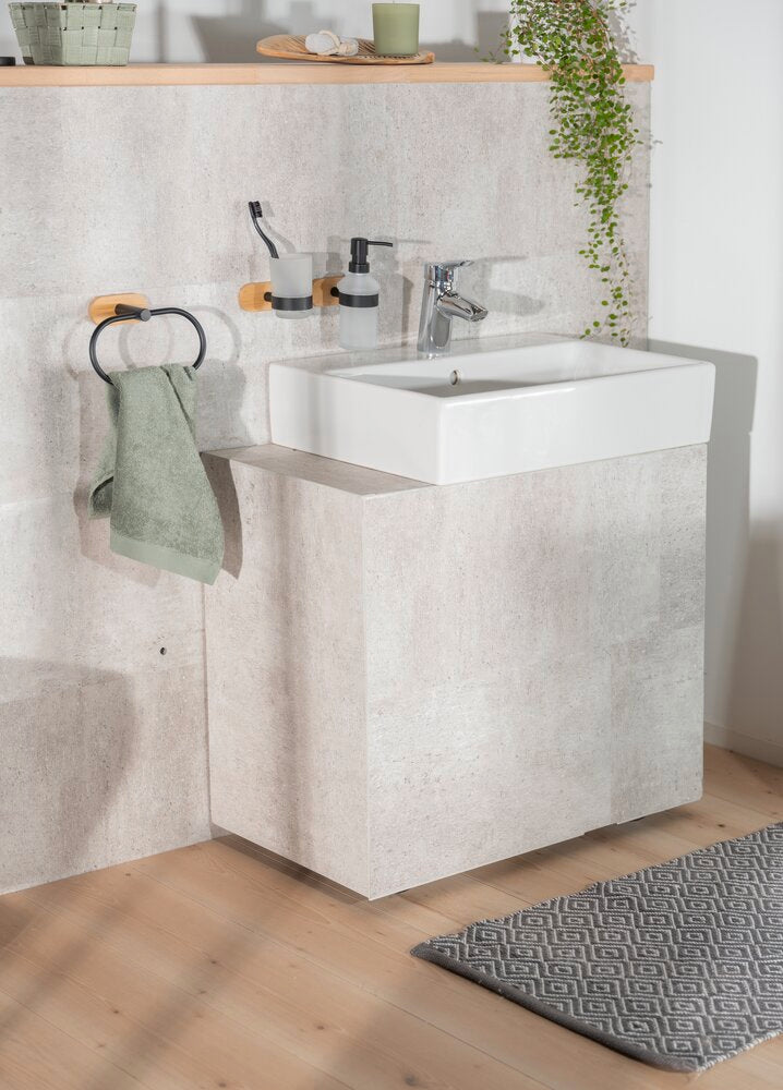 Tannbørsteholder Orea Uno Bamboo rustfritt stål sideprofil
