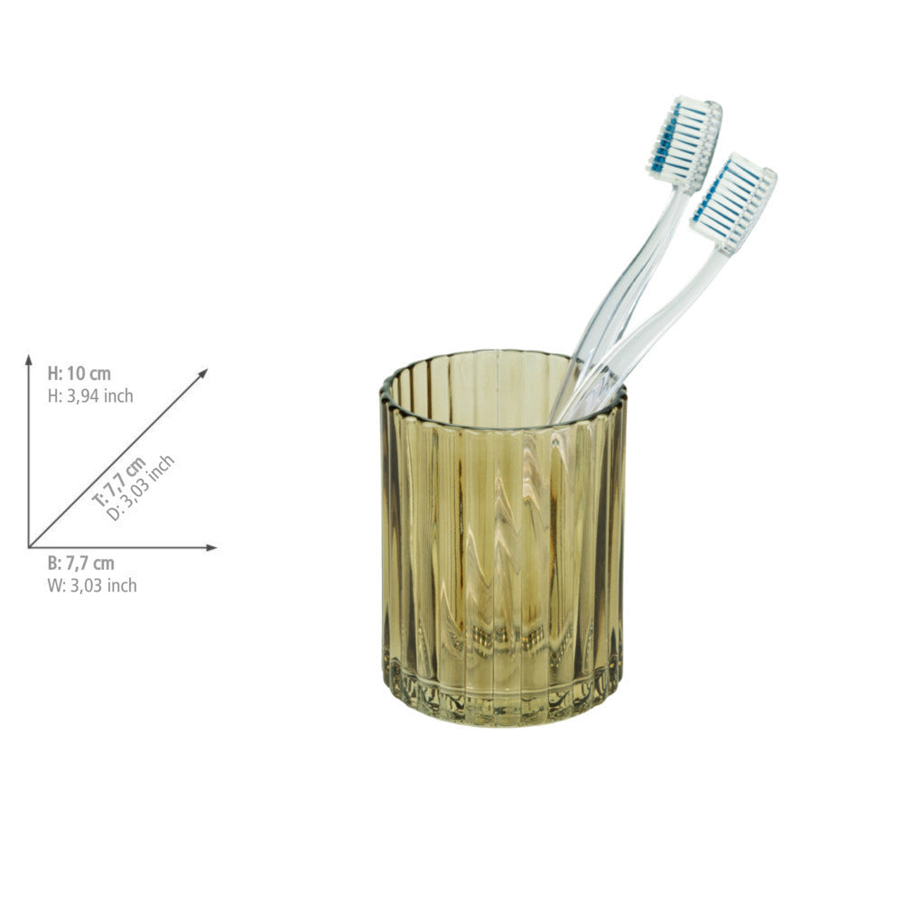 Nærbilde av rillen på tannbørsteholder Pompei brun glass