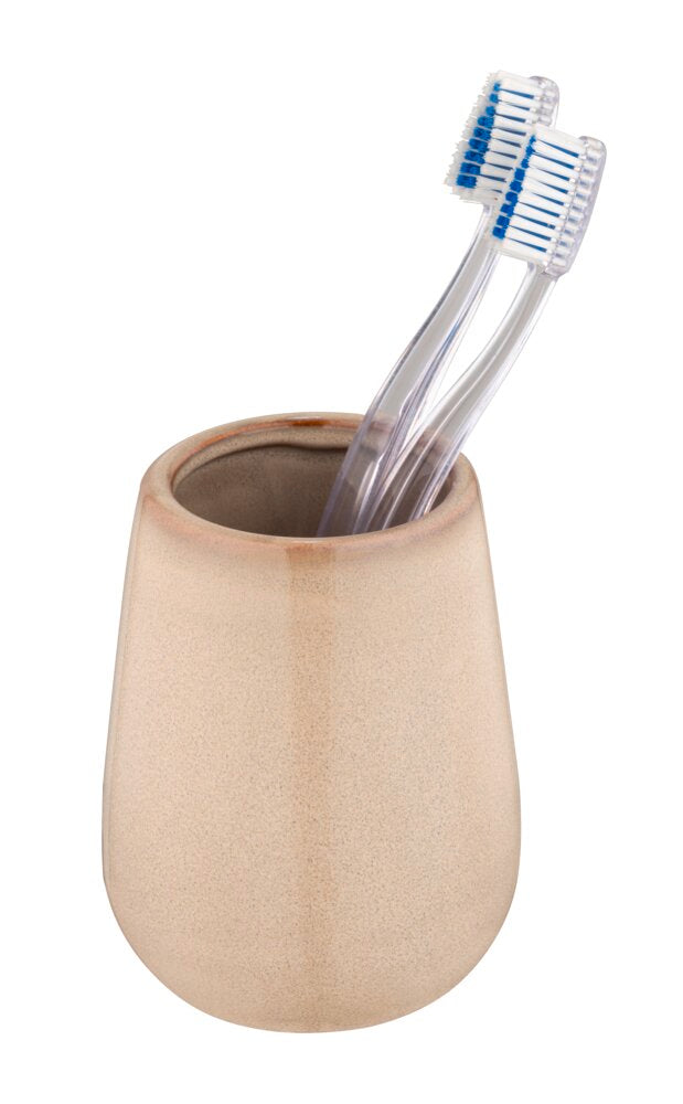 Tannbørsteholder Sirmione keramikk beige forfra