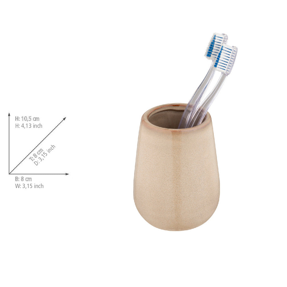 Tannbørsteholder Sirmione keramikk beige detalj