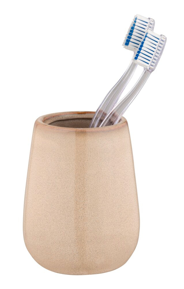 Tannbørsteholder Sirmione keramikk beige sideprofil