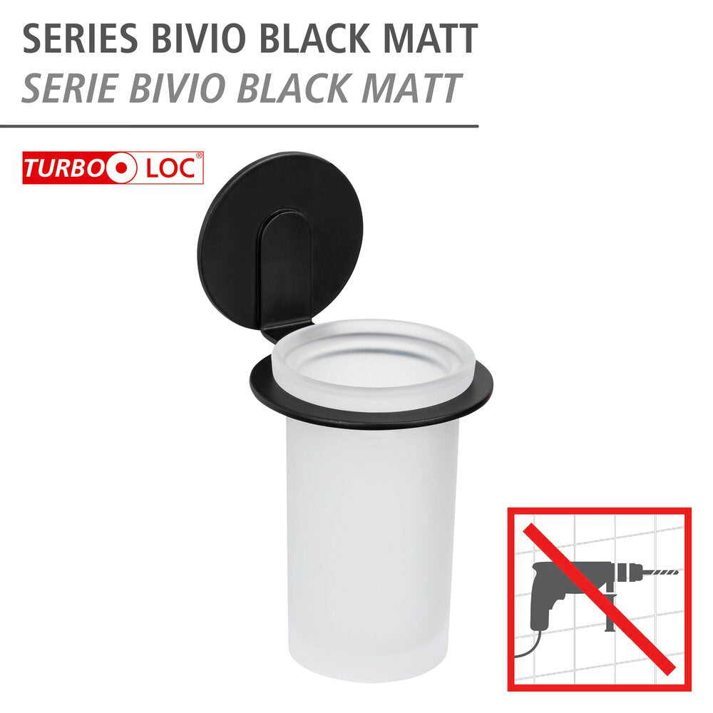 Tannbørsteholder Turbo-Loc® Bivio svart matt satinert glass bakside